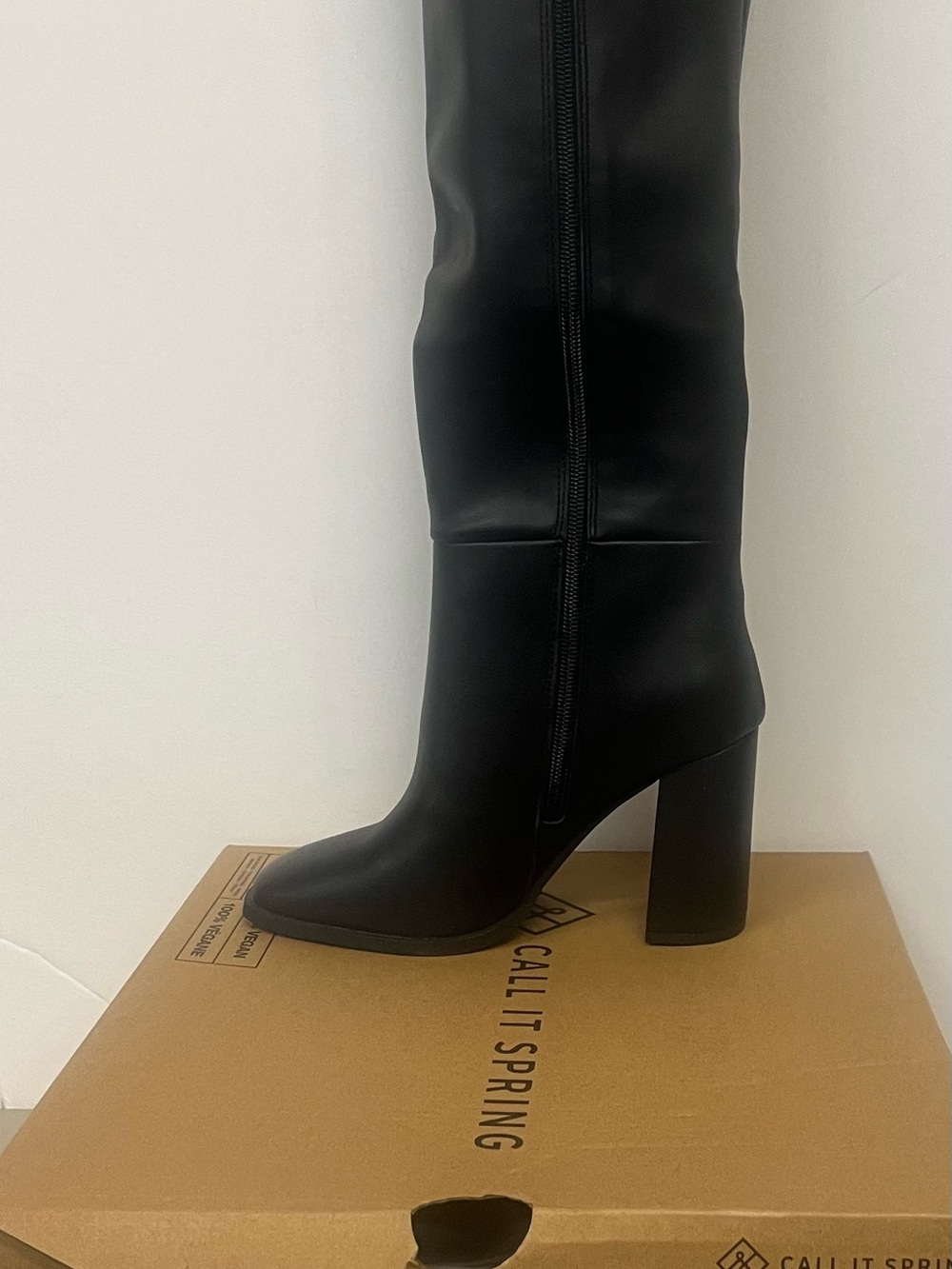 Call It Spring Black Knee-High Block Heel Boots